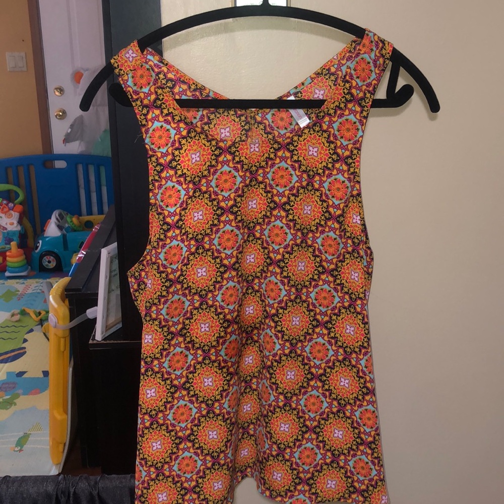 High neck flowy Aztec tank blouse